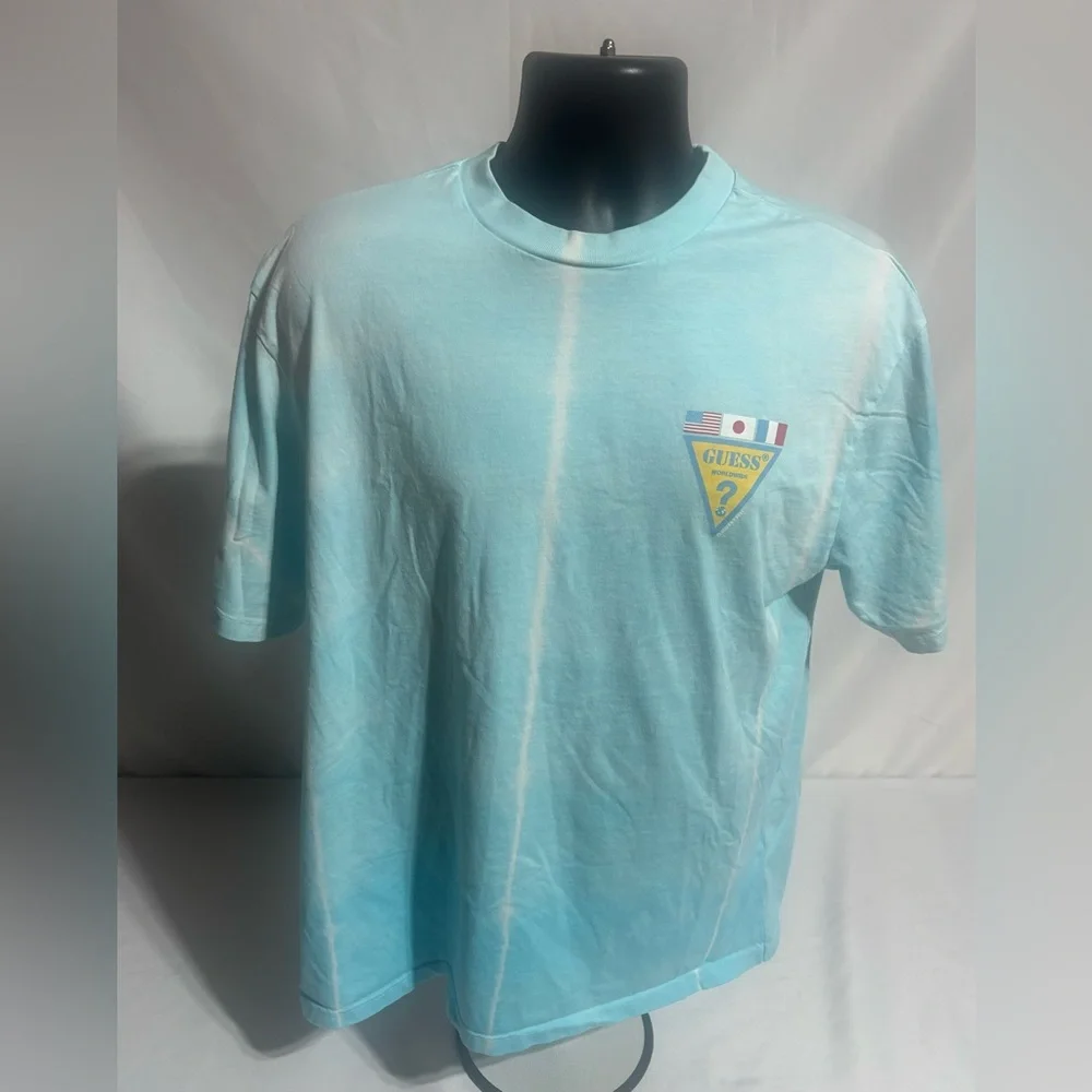 GUESS Originals Blue Tie-Dye Summer Games International Flag T-Shirt Size Small - Picture 2 of 13